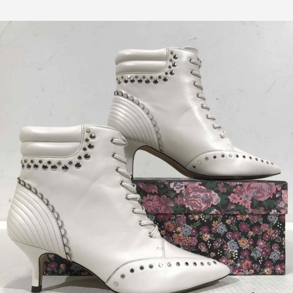 Coach X Tabitha Simmons Jaden Lace Up Booties in Chalk, Size 5 - Picture 6 of 13